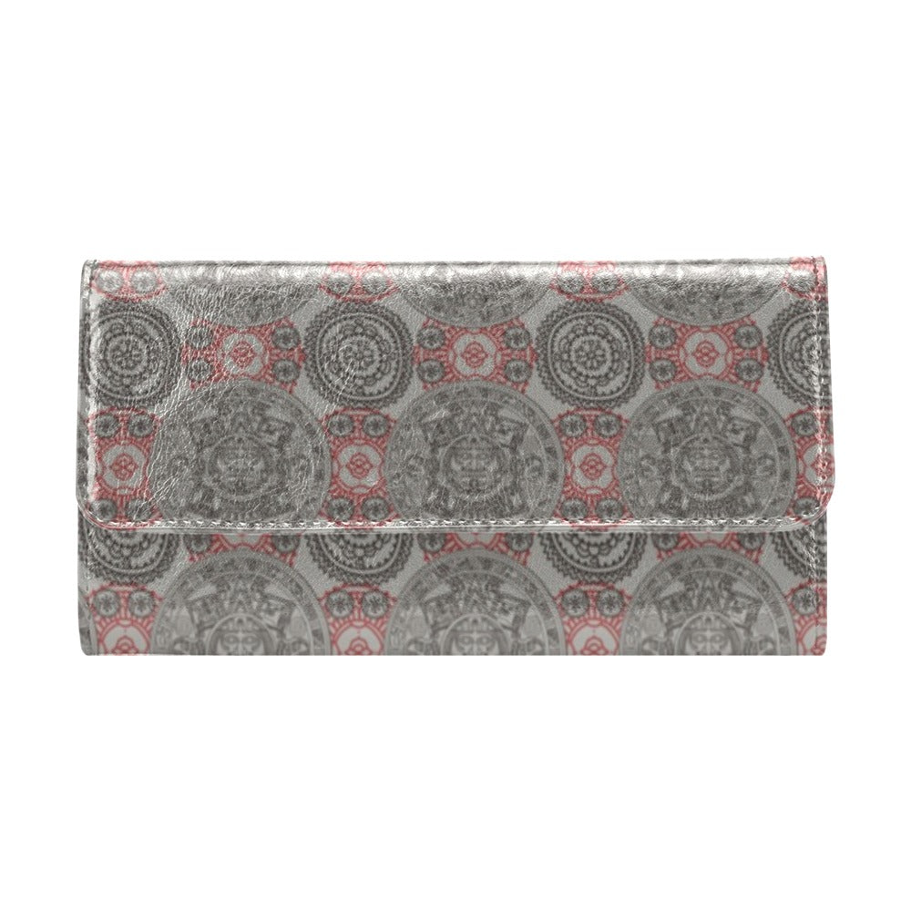 Calendar Aztec Style Print Pattern Women's Trifold Wallet