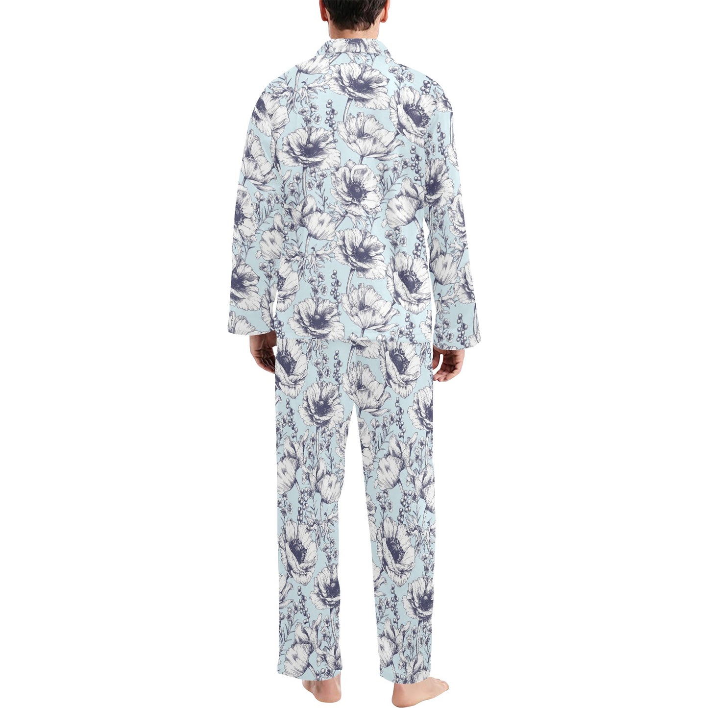 Anemone Pattern Print Design 02 Men's Long Pajama Set