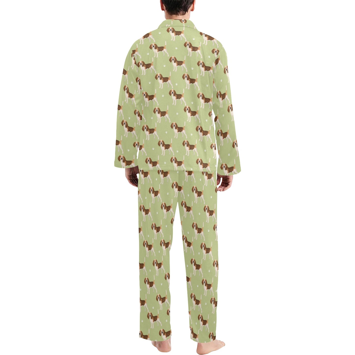 Beagle Pattern Print Design 07 Men's Long Pajama Set