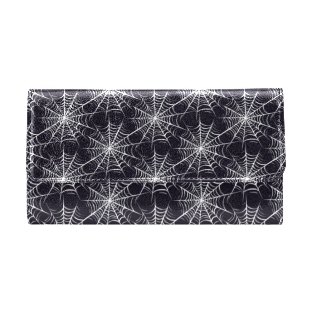 Spider Web Print Design LKS303 Women's Trifold Wallet