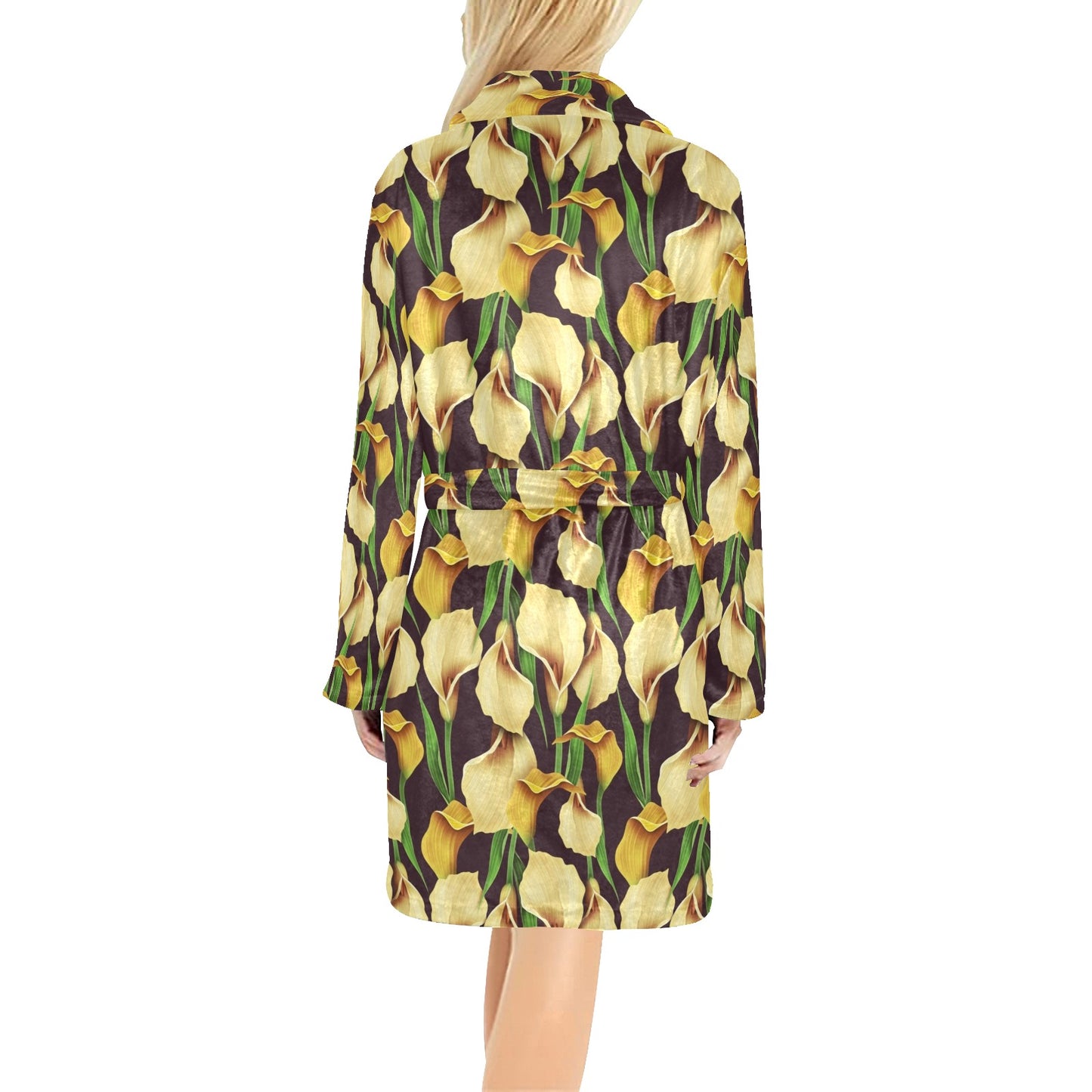 Lily Pattern Print Design LY013 Women's Fleece Robe