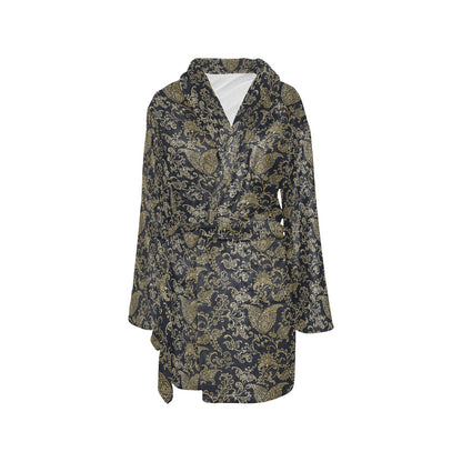 Brocade Pattern Print Design 04 Women's Fleece Robe