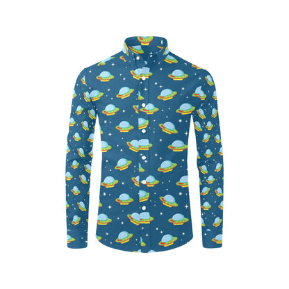 UFO Print Design LKS305 Men's Long Sleeve Dress Shirt