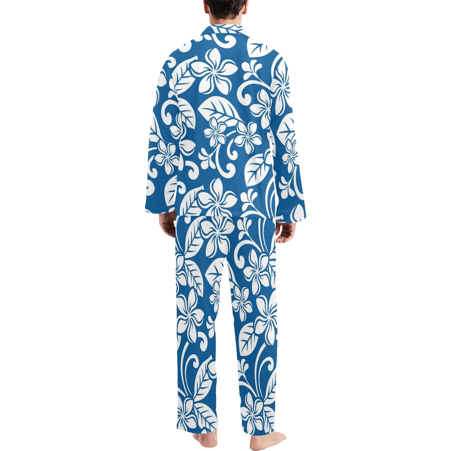 Plumeria Pattern Print Design PM013 Men's Long Pajama Set