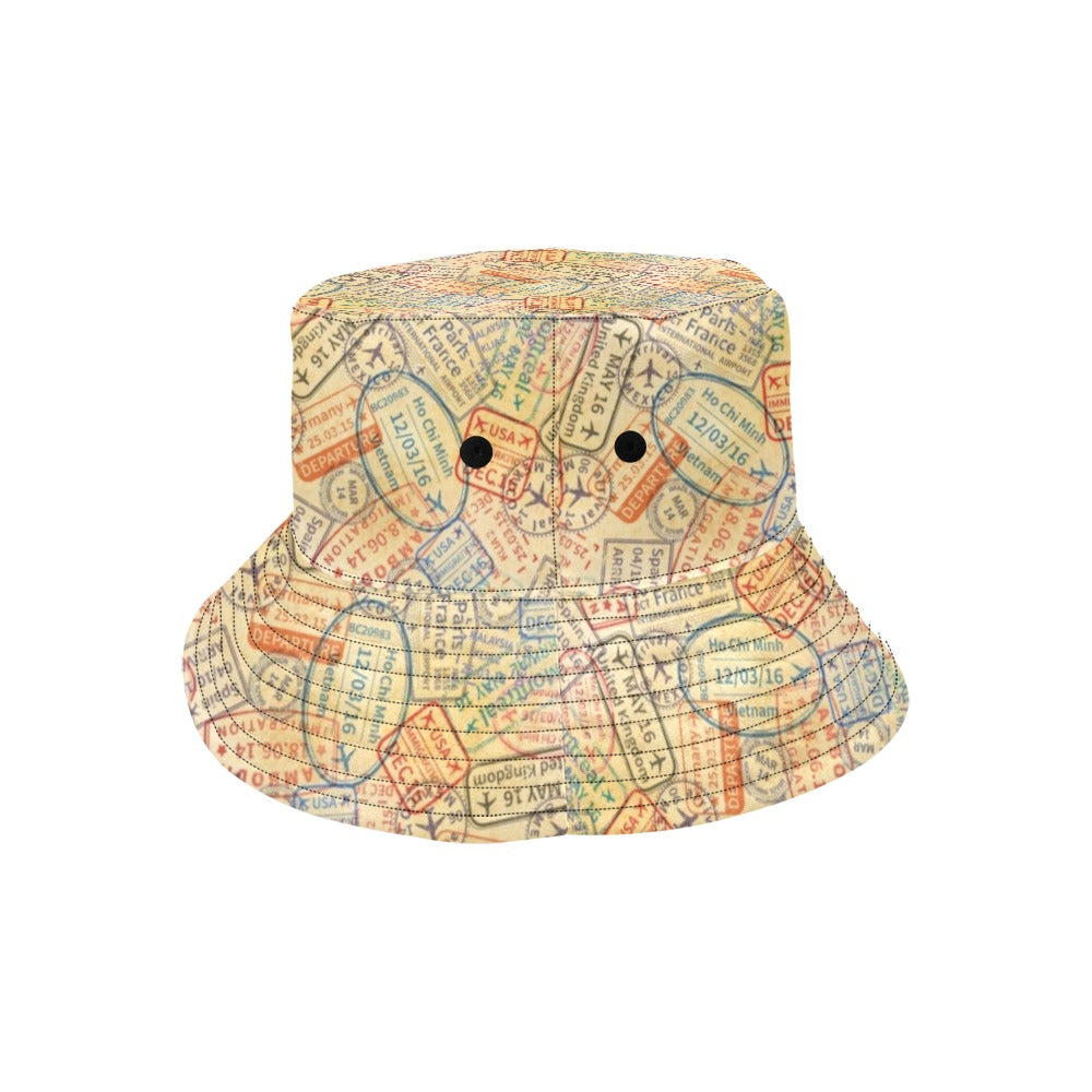 Travel Stamp Print Design LKS302 Unisex Bucket Hat
