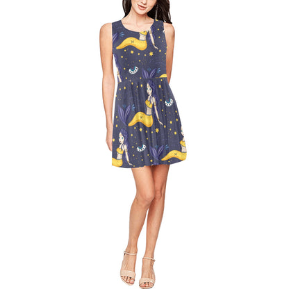 Pisces Pattern Print Design A04 Sleeveless Dress