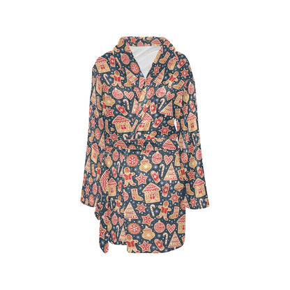 Gingerbread Pattern Print Design 03 Women's Fleece Robe