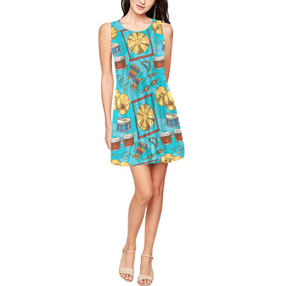 Percussion Pattern Print Design 03 Sleeveless Dress