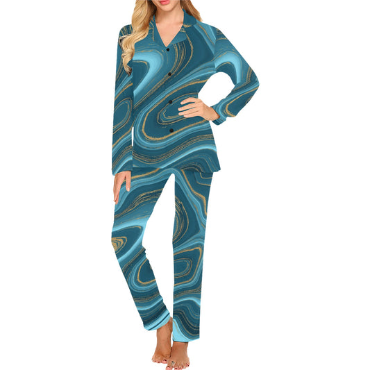 Liquid Pattern Print Design 04 Women's Long Pajama Set