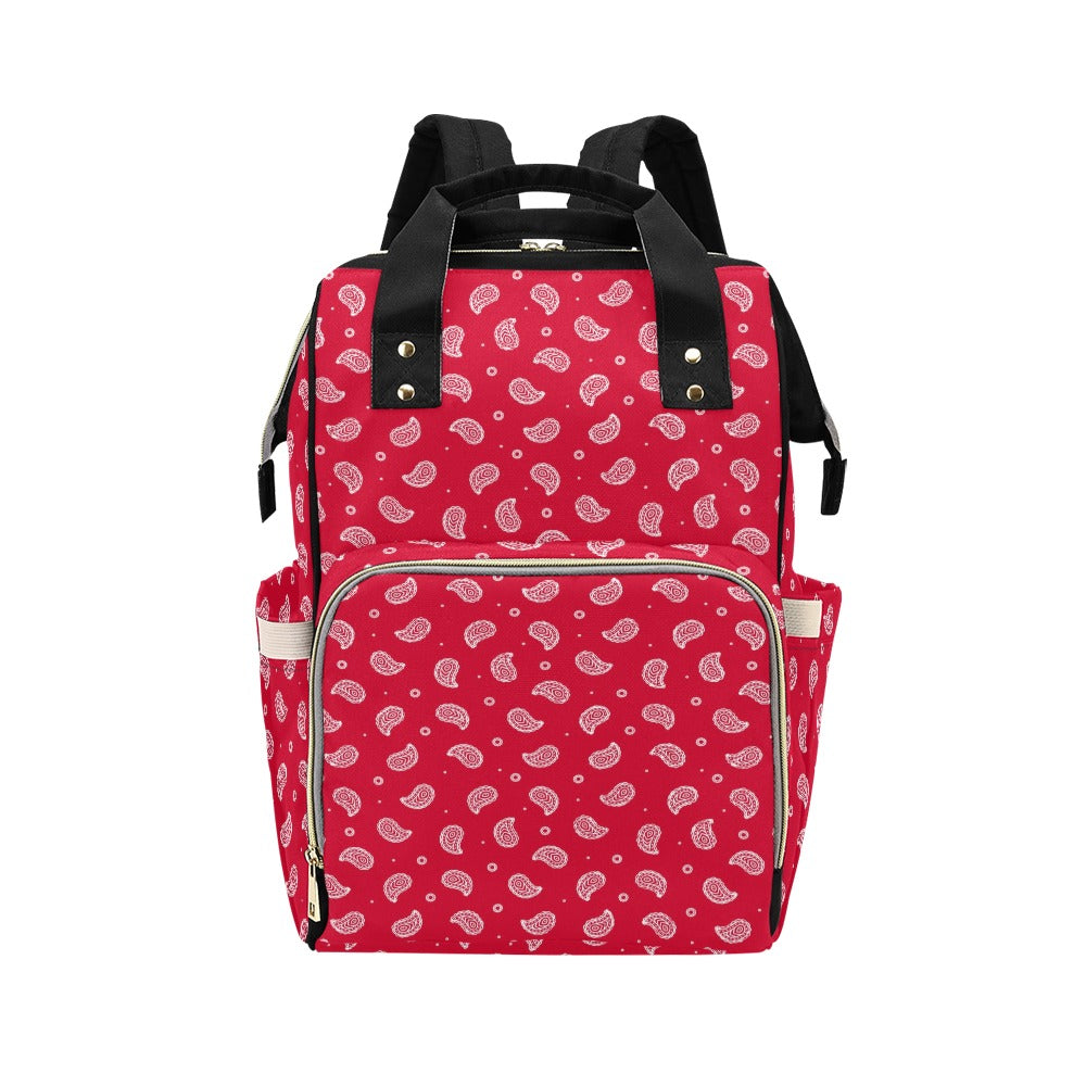 Bandana Red Paisley Print Design LKS305 Diaper Bag Backpack