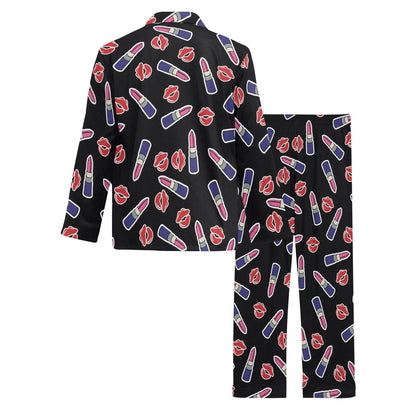 Lipstick Pattern Print Design LT01 Men's Long Pajama Set