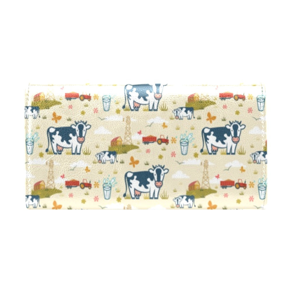 Cow Farm Design Print Women's Trifold Wallet