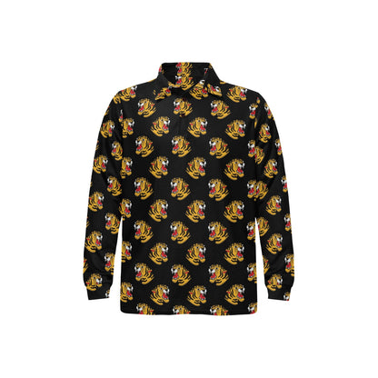 Tiger Head Print Design LKS306 Long Sleeve Polo Shirt For Men's