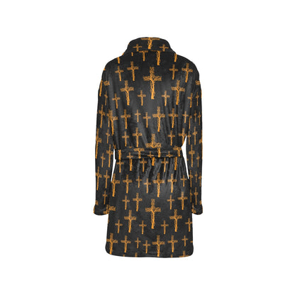 Christian Tree of Life Cross Design Women's Fleece Robe