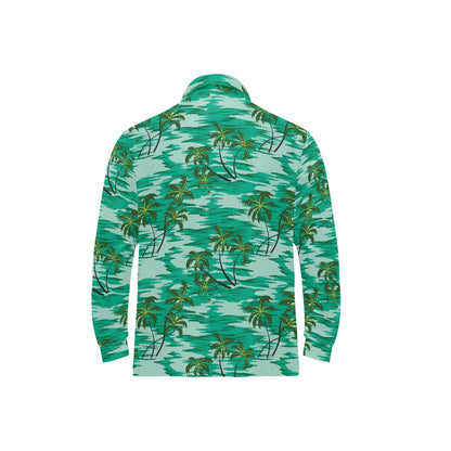 Palm Tree Pattern Print Design A01 Long Sleeve Polo Shirt For Men's