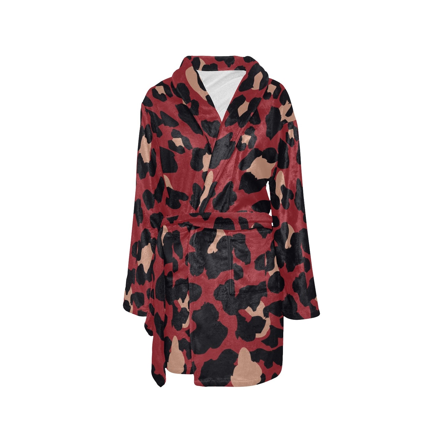 Cheetah Red Print Pattern Women's Fleece Robe