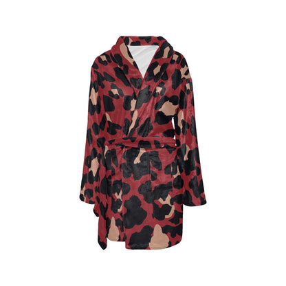 Cheetah Red Print Pattern Women's Fleece Robe