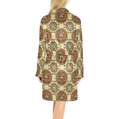 Calendar Aztec Themed Print Pattern Women's Fleece Robe