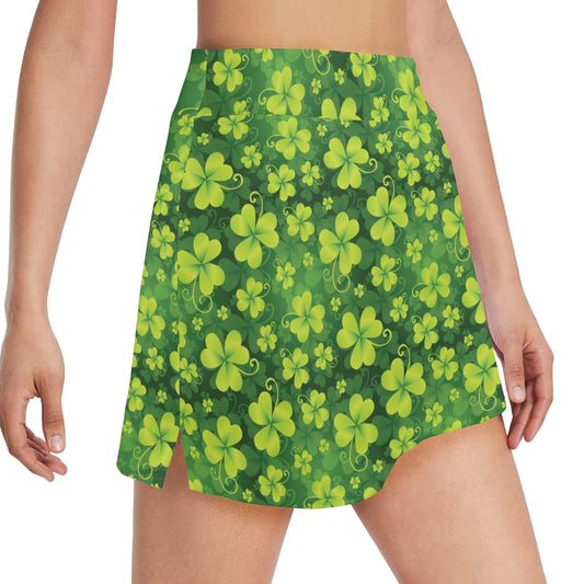 Shamrock Clover Print 17" Golf & Pickleball Skort with Pockets