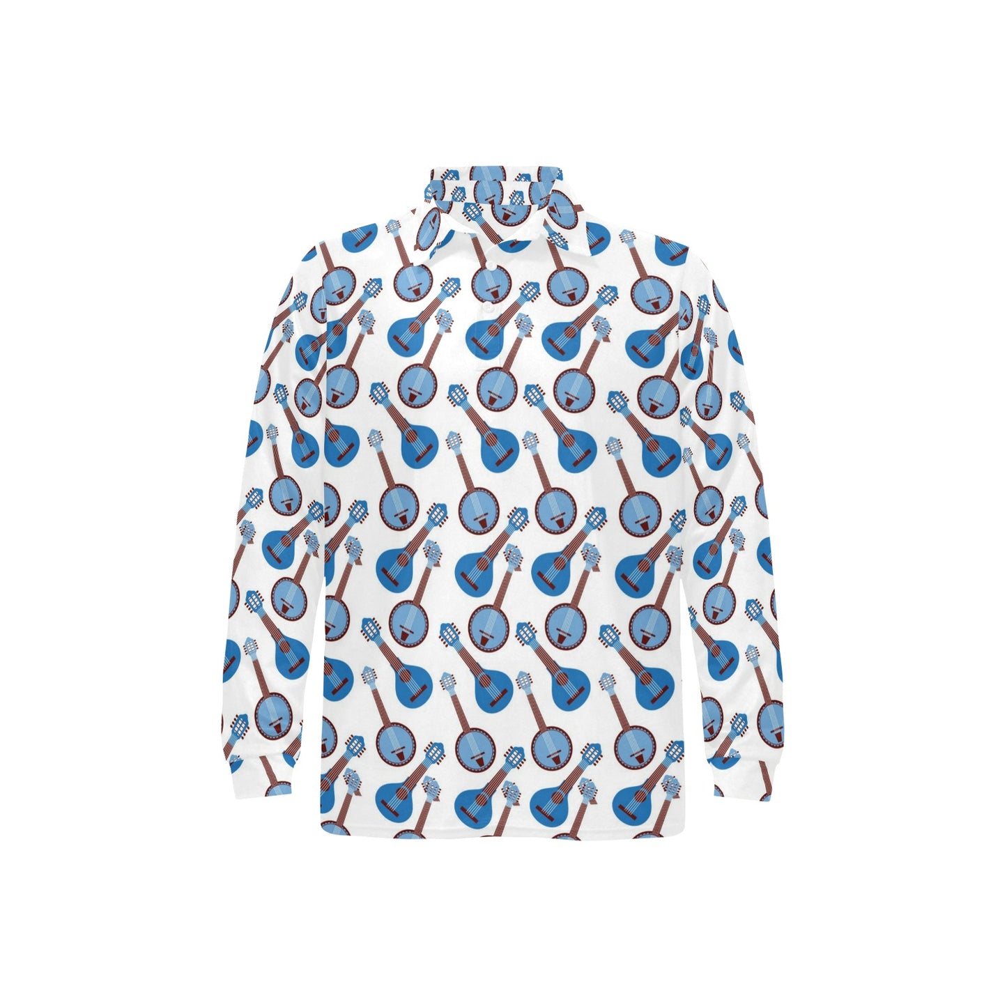 Banjo Print Design LKS401 Long Sleeve Polo Shirt For Men's