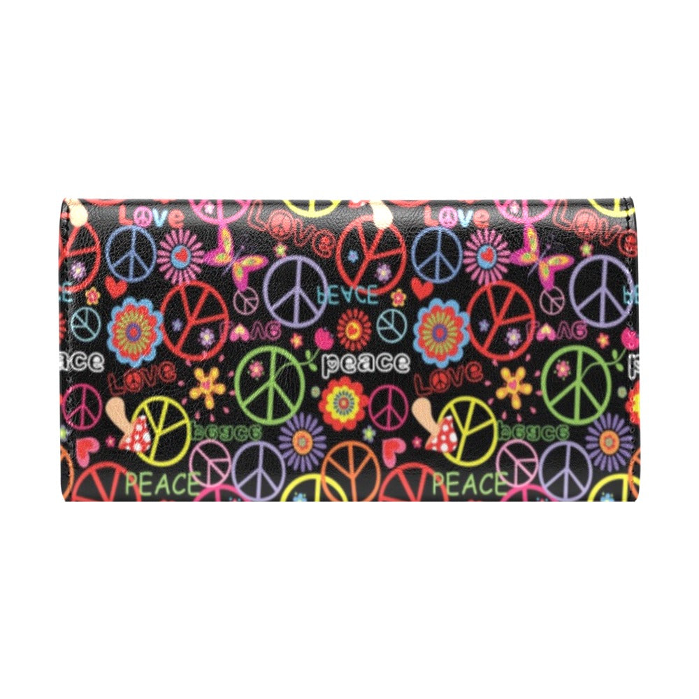 Peace Sign Colorful Design Print Women's Trifold Wallet
