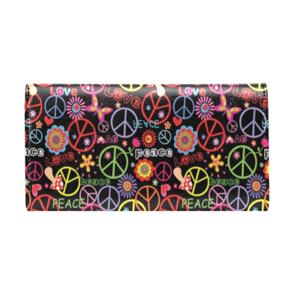 Peace Sign Colorful Design Print Women's Trifold Wallet