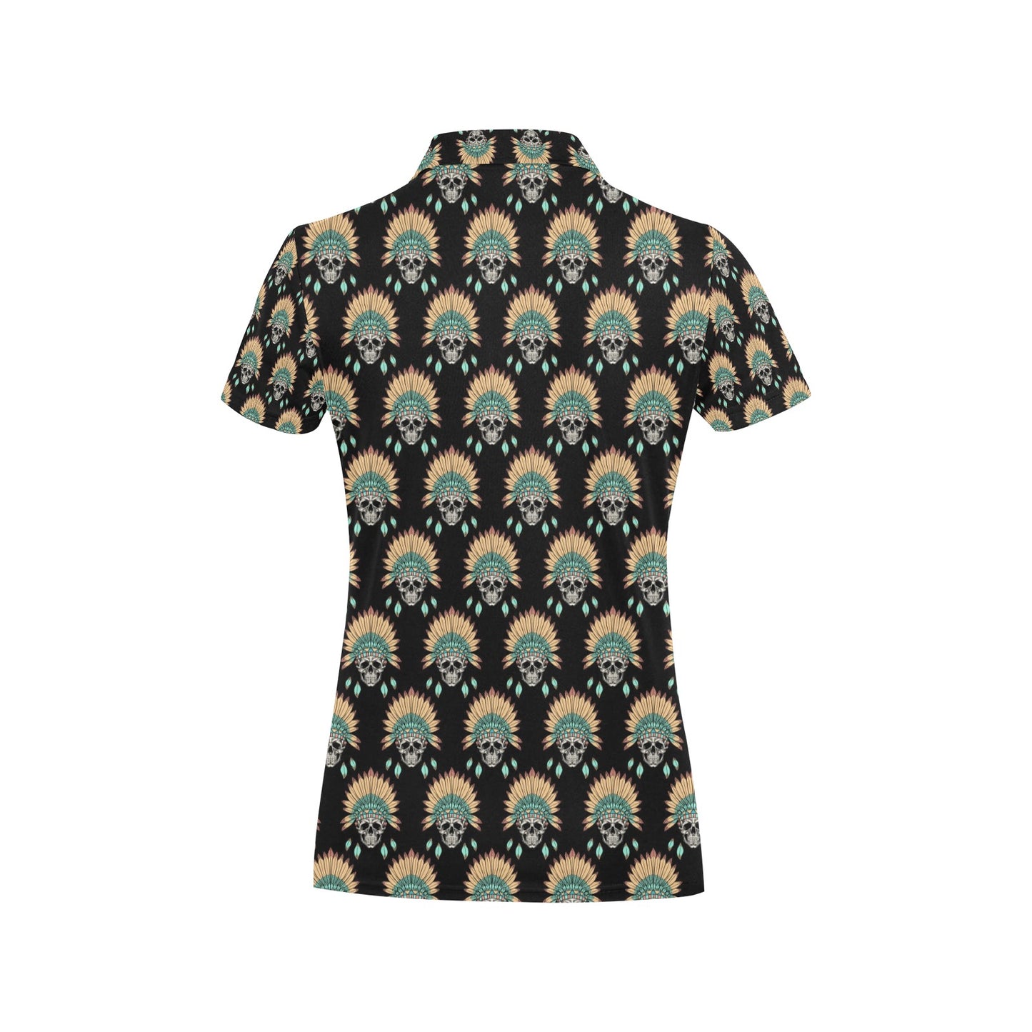 American indian Skull Pattern Women's Polo Shirt
