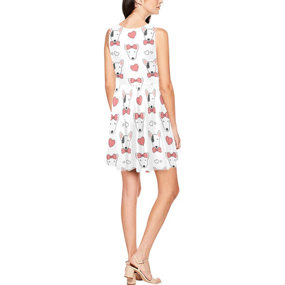 Bull Terriers Pattern Print Design 08 Sleeveless Dress