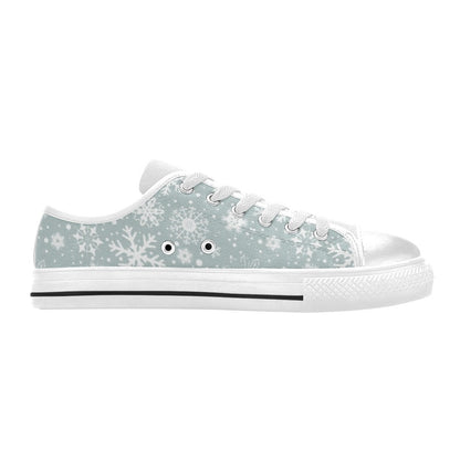 Snowflake Print Design LKS303 Women's White Low Top Shoes