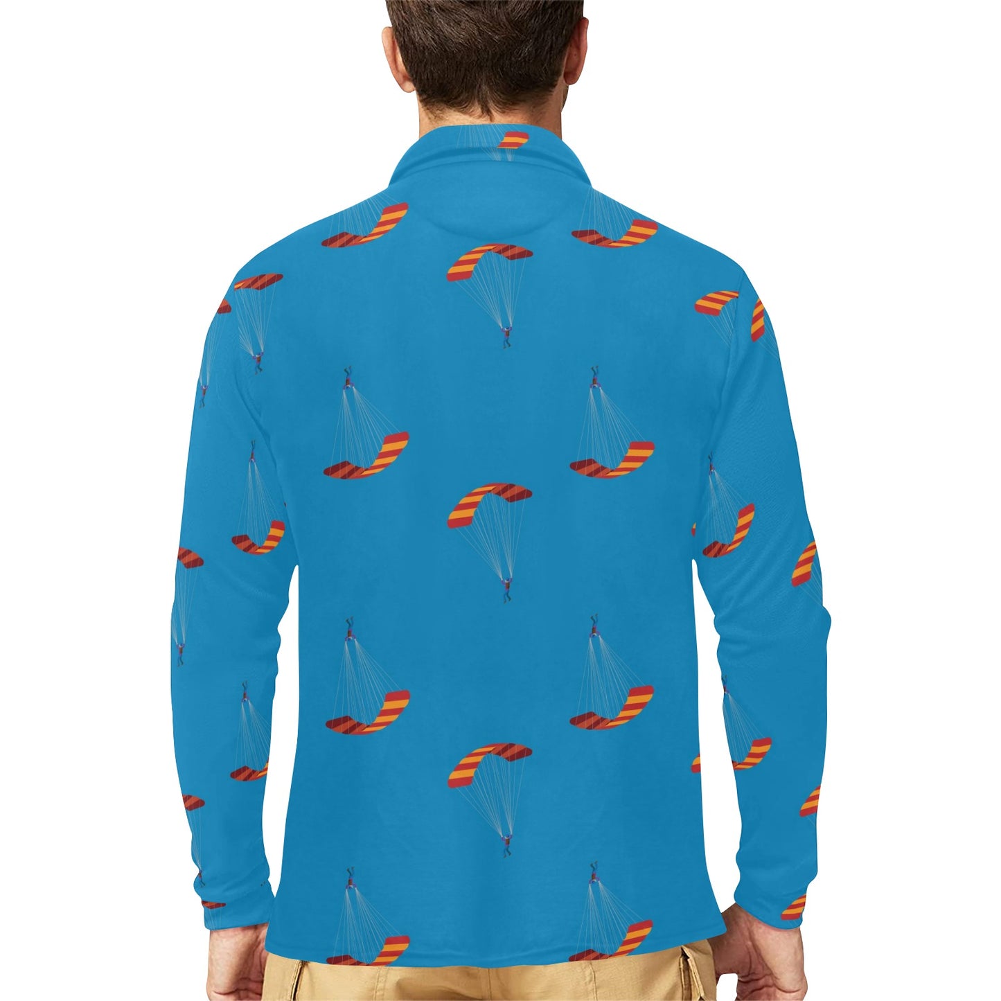 Paratrooper Pattern Print Design A01 Long Sleeve Polo Shirt For Men's