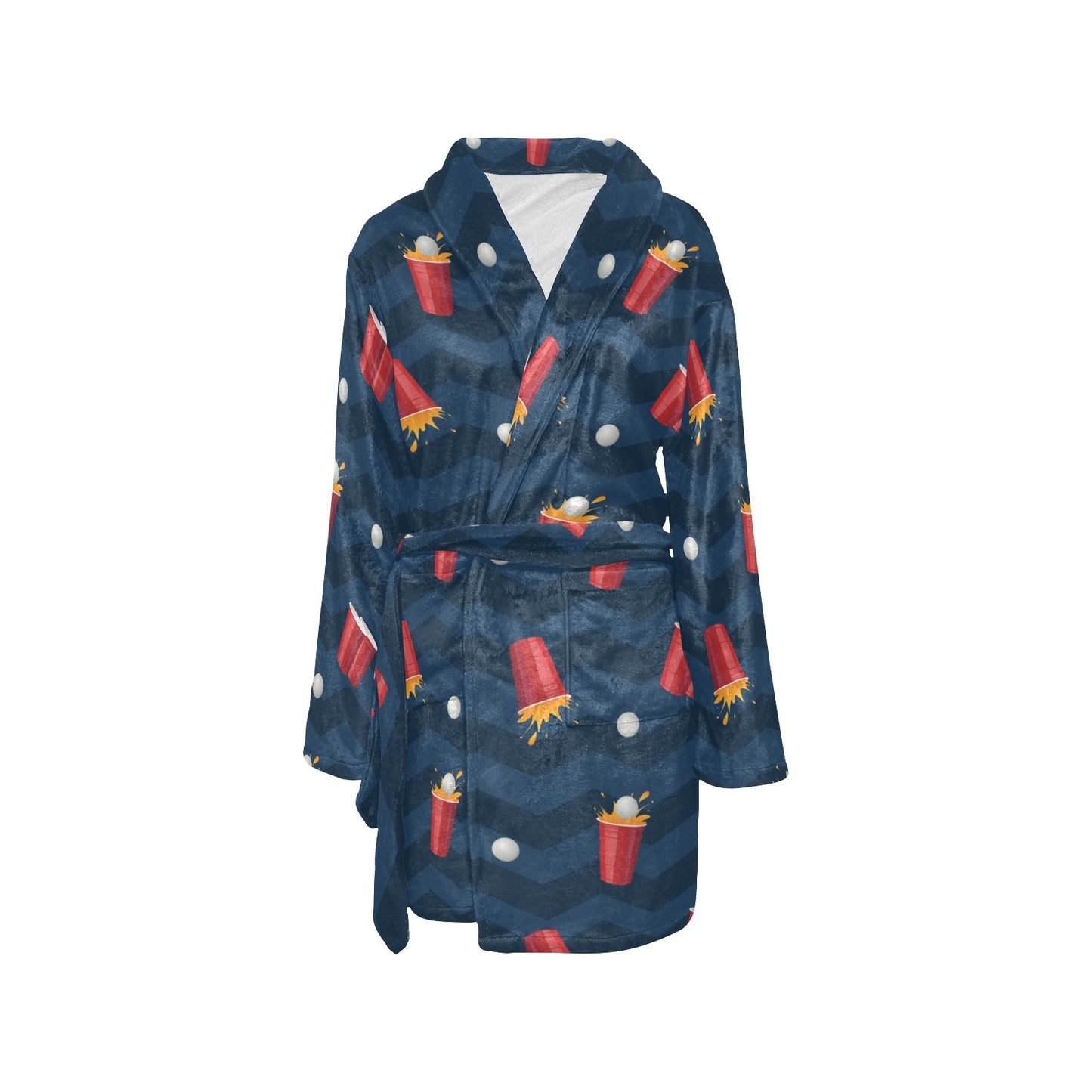 Beer Pong Pattern Print Design 01 Women's Fleece Robe