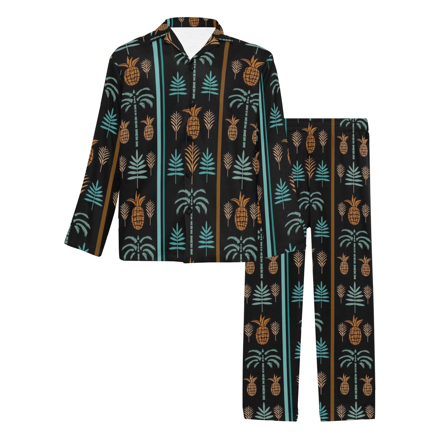 Hawaiian Themed Pattern Print Design H023 Men's Long Pajama Set