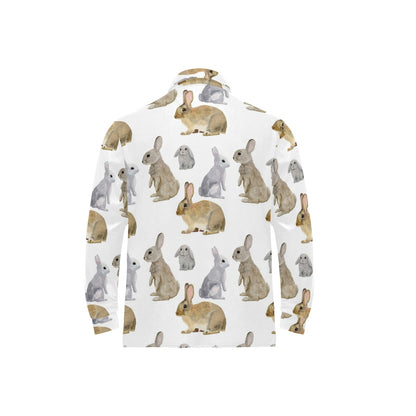 Rabbit Pattern Print Design 02 Long Sleeve Polo Shirt For Men's