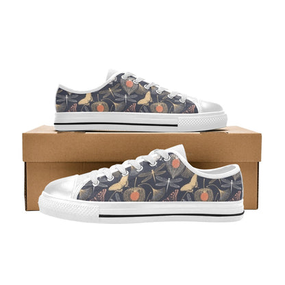Dragonfly Print Design LKS404 Women's White Low Top Shoes