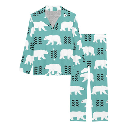 Polar Bear Pattern Print Design A05 Women's Long Pajama Set