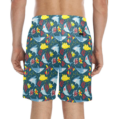 Scuba With Sharks Print Design LKS303 Men's Swim Trunks Beach Shorts