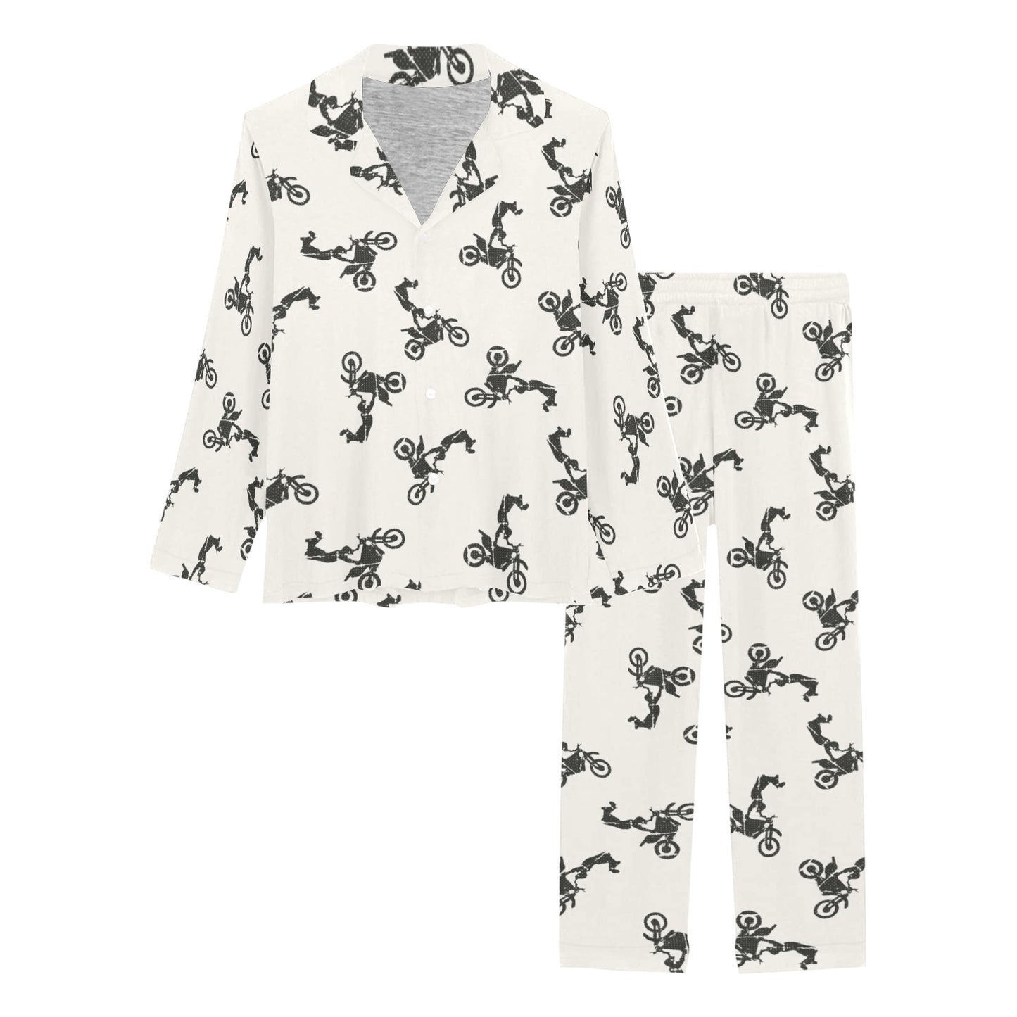 Motocross Pattern Print Design 03 Women's Long Pajama Set