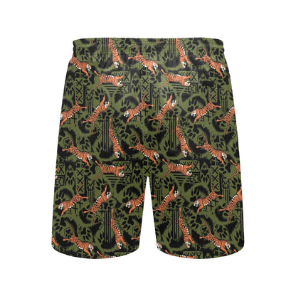 Tiger Pattern Print Design LKS303 Men's Swim Trunks Beach Shorts