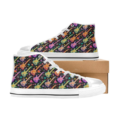 Electric Guitar Print Design LKS403 Men's High Top Canvas Shoes