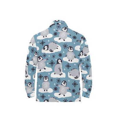 Penguin Pattern Print Design A05 Long Sleeve Polo Shirt For Men's