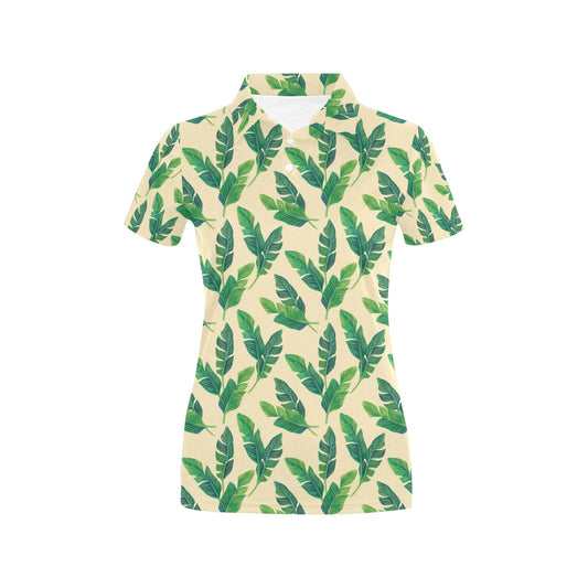 Banana Leaf Pattern Print Design 01 Women's Polo Shirt