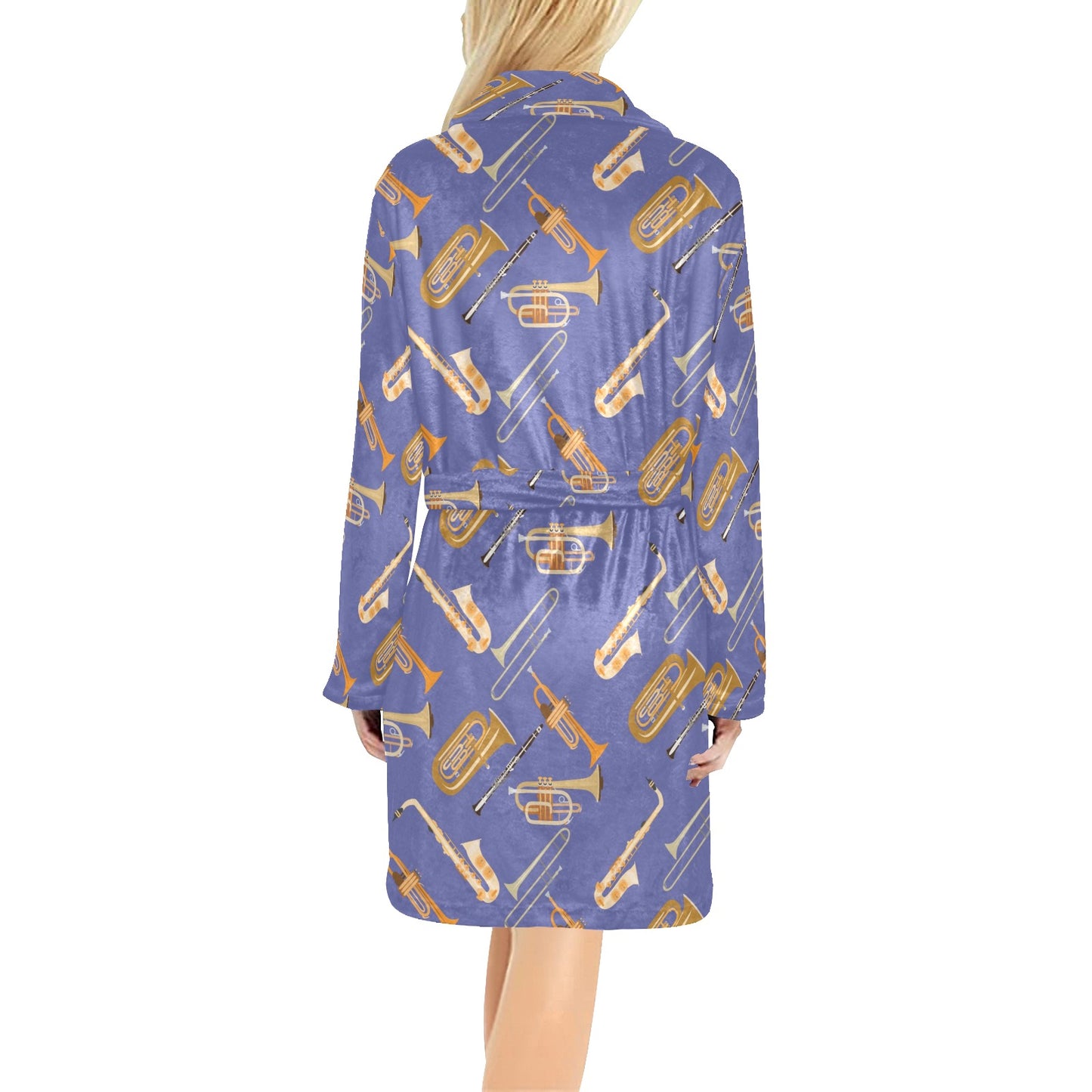 Trombone Pattern Print Design 02 Women's Fleece Robe