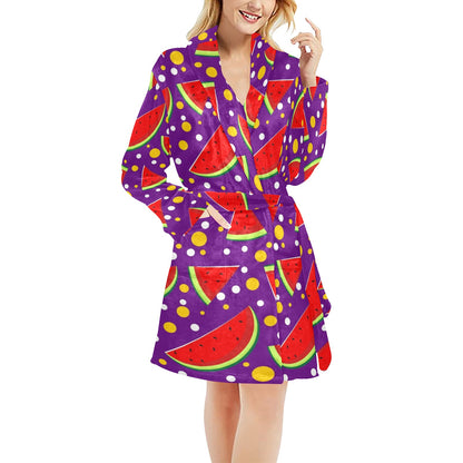Watermelon Pattern Print Design WM010 Women's Fleece Robe