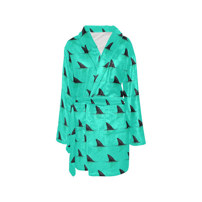 Shark Fin Pattern Women's Fleece Robe