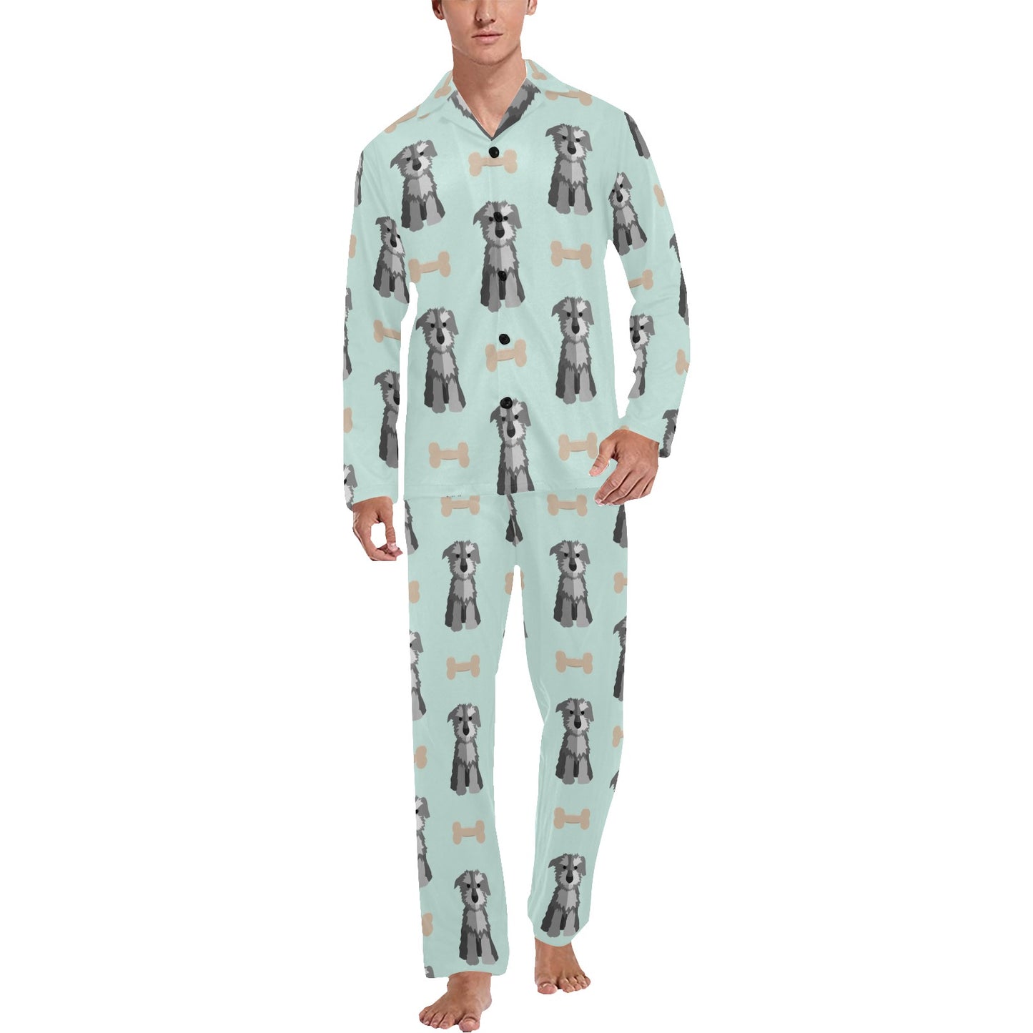 Schnauzers Pattern Print Design A03 Men's Long Pajama Set