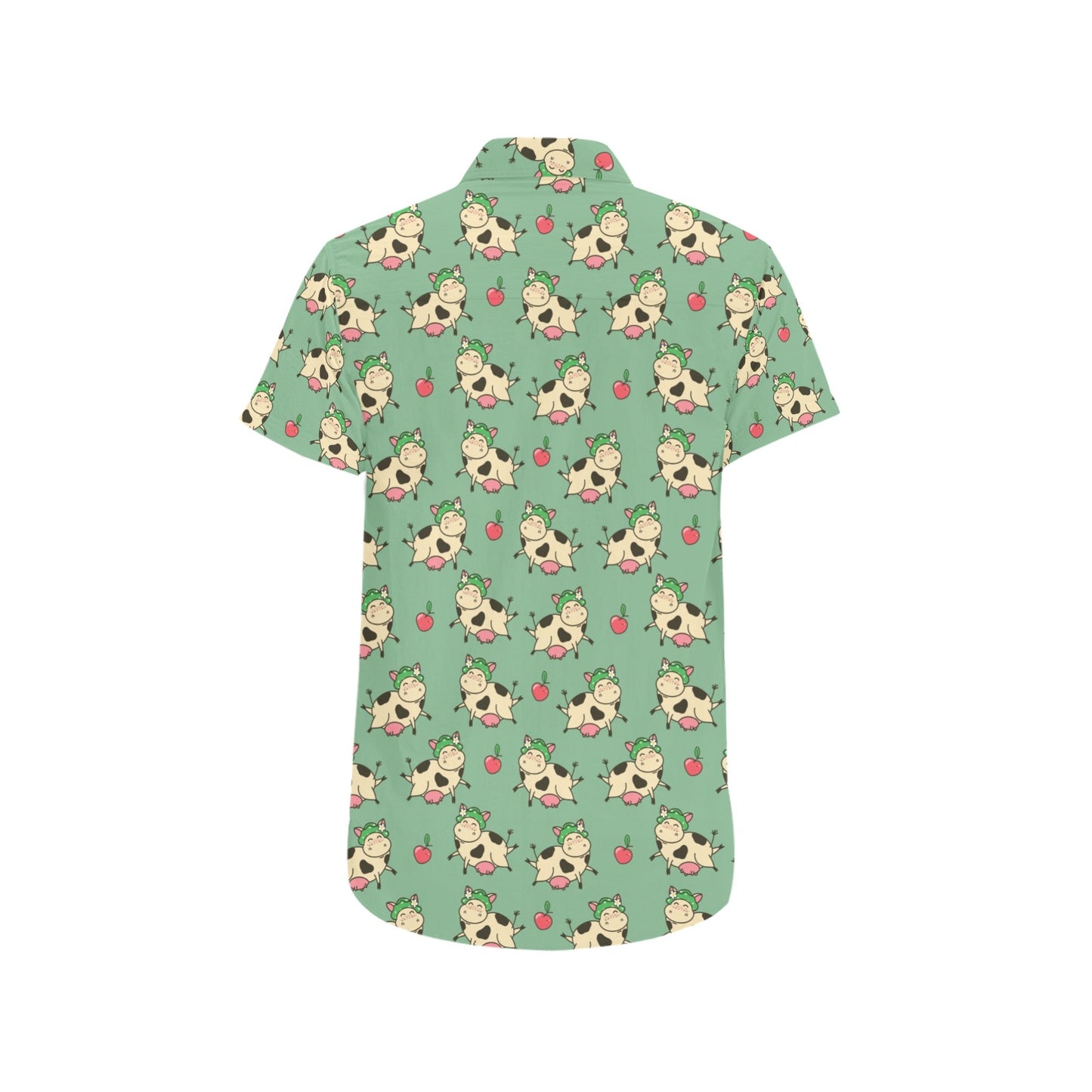 Cattle Print Design LKS402 Men Short Sleeve Button Up Shirt