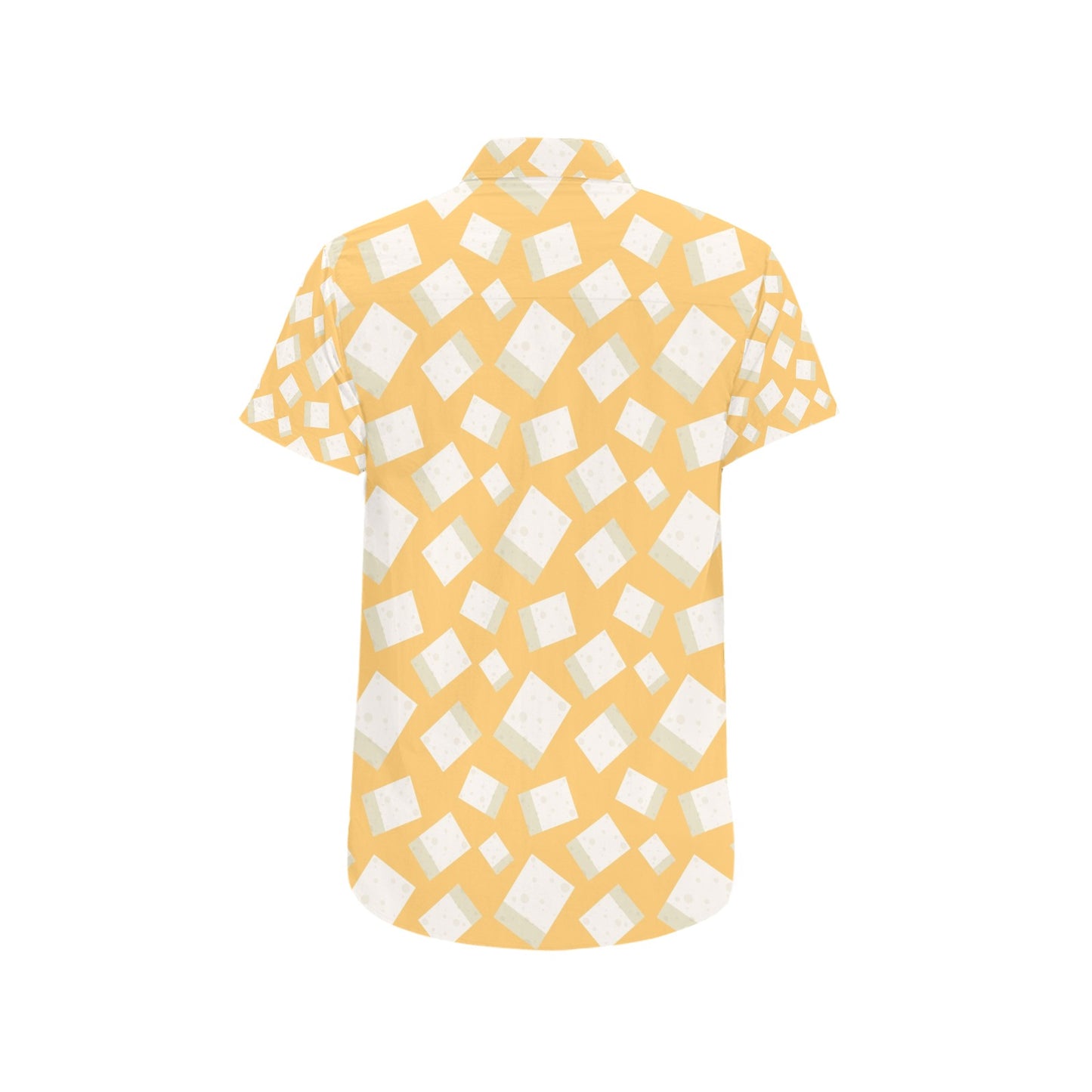 Tofu Print Design LKS302 Men Short Sleeve Button Up Shirt
