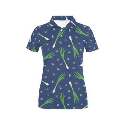 Leek Pattern Print Design 02 Women's Polo Shirt
