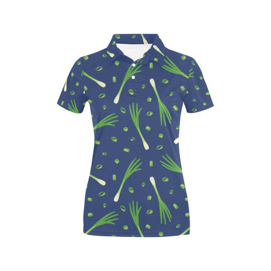 Leek Pattern Print Design 02 Women's Polo Shirt