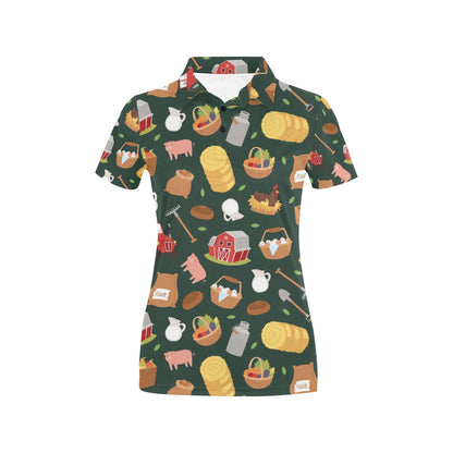 Agricultural Farm Print Design 02 Women's Polo Shirt